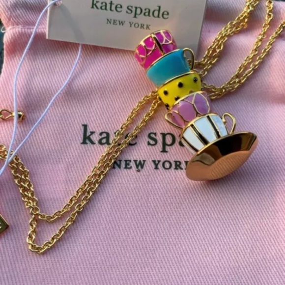 kate spade Jewelry - NWT Kate Spade Pink Tea Cups Pendant